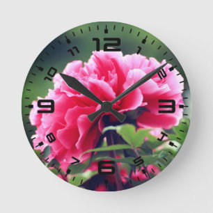 Pink Peony Blume im Garten-33333 Runde Wanduhr