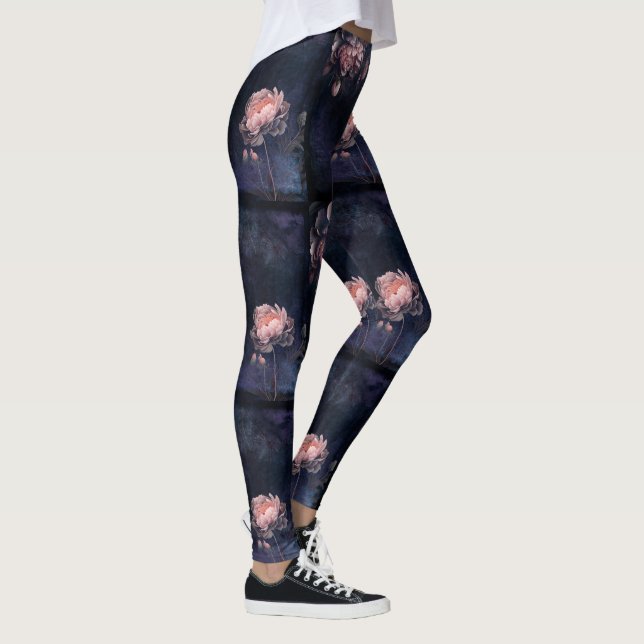 Pink Peony Blume Leggings (Rechts)