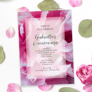 Pink Peony Blume Quinceanera Party Einladung