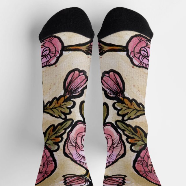Pink Peony Blume Socken (Oben)