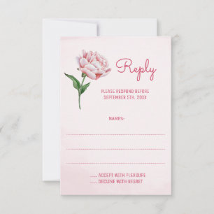Pink Peony Blume Wedding Reply Cards RSVP Karte