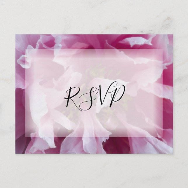 Pink Peony Blume Wedding RSVP Response Einladungspostkarte (Vorderseite)