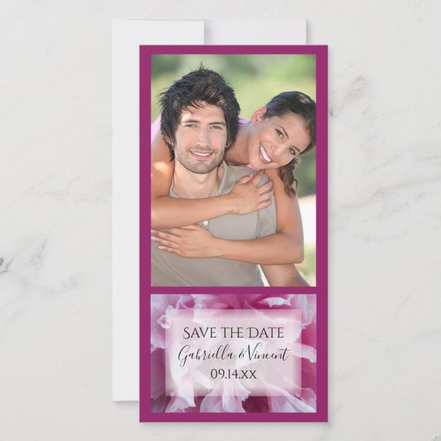 Pink Peony Blume Wedding Save the Date (Vorderseite)
