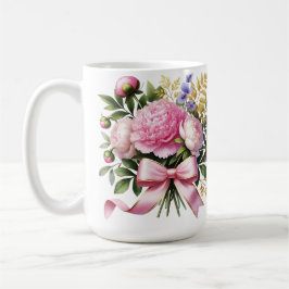 Pink Peony Bouquet Mug, Elegant Floral Coffee Cup Kaffeetasse