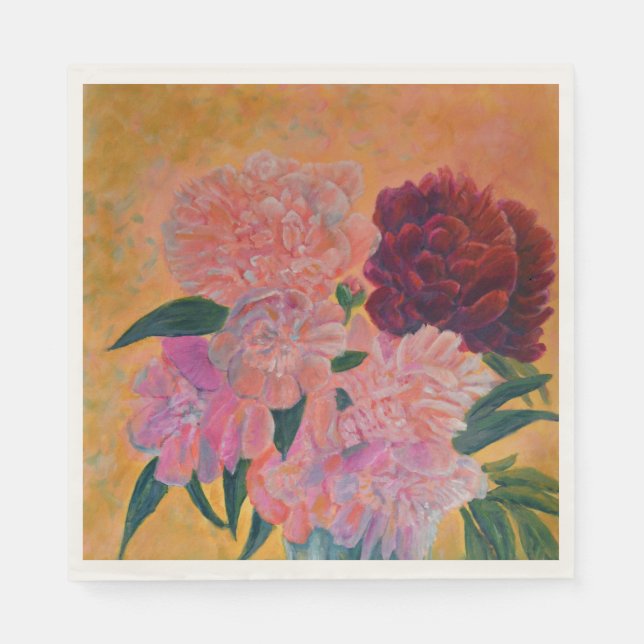 Pink Peony Bouquet Napkins Serviette (Vorderseite)