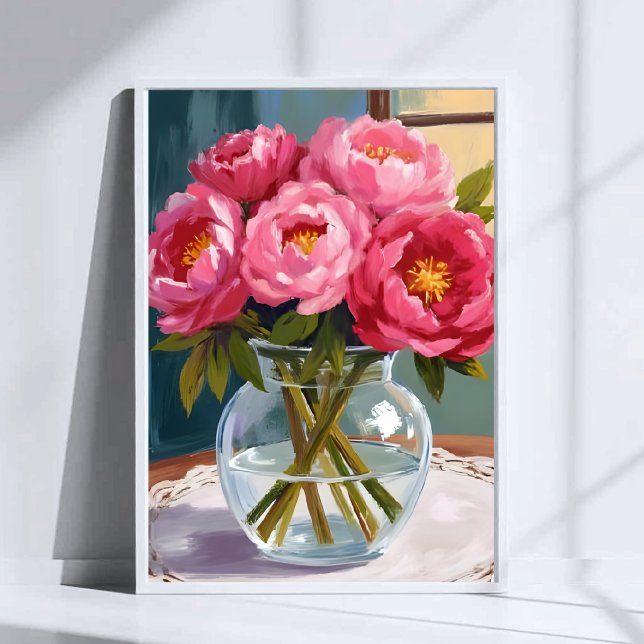 Pink Peony Bouquet Watercolor Floral Painting Poster (Von Creator hochgeladen)