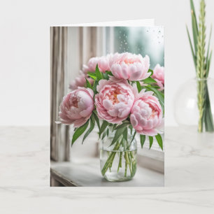Pink Peony Bouquet zum Nachdenken Karte
