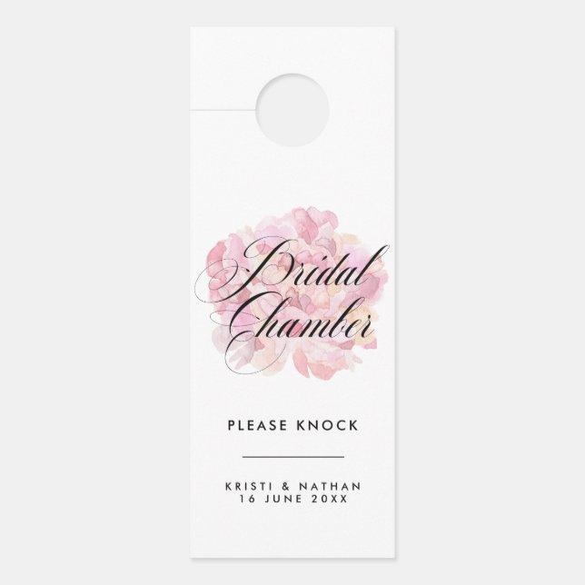 Pink Peony Bridal Chamber Wedding Door Sign Türanhänger (Vorderseite)