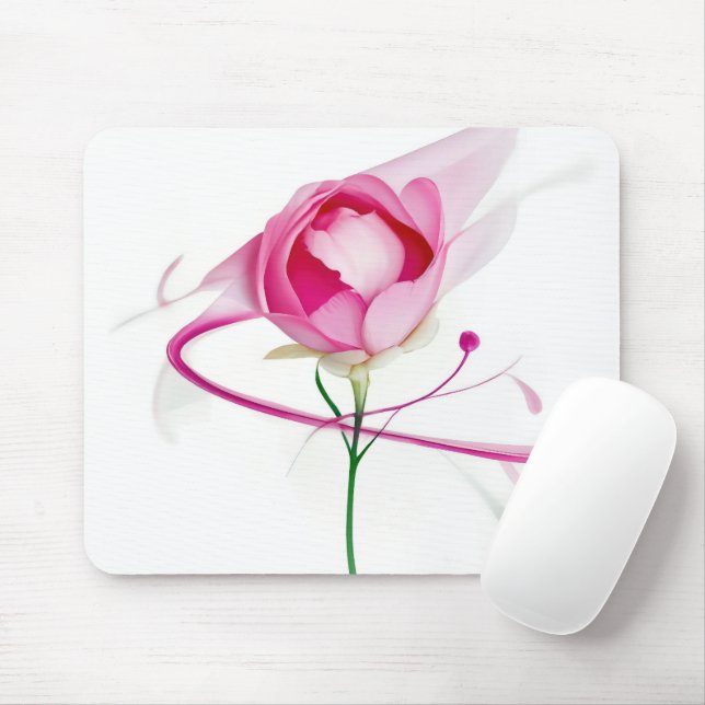Pink Peony Bud Abstrakte Malerei Mousepad (Mit Mouse)