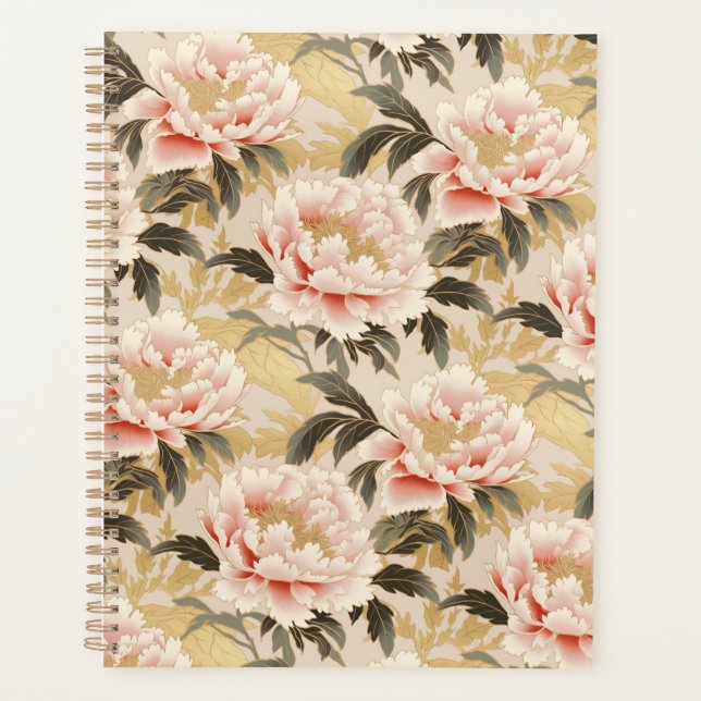Pink Peony Chiyogami Planner Planer (Vorderseite)