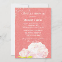 Pink Peony Coral Wedding Couples Dusche