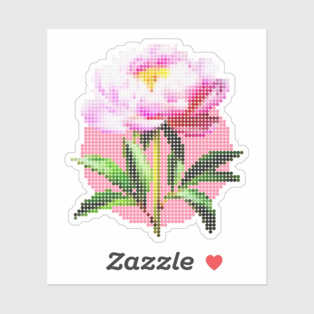 Pink Peony Dot Mosaic Flower Aufkleber (Blatt)