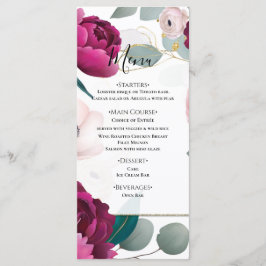 Pink Peony Eucalyptus Garden Floral Glam Menu Menükarte