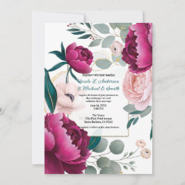 Pink Peony Eucalyptus Garden Floral Glam Wedding Einladung