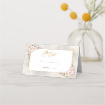 Pink Peony Floral Gold Script & Frame Wedding