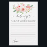 Pink Peony Floral Greenerity Datum Night Card<br><div class="desc">Ein schöner,  rosafarbener,  blumenreicher Rand thront auf dieser Datums-Nacht-Karte. Koordiniert mit der Rosa-Rose-Sammlung des botanischen Brautparty.</div>