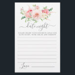 Pink Peony Floral Greenerity Datum Night Card<br><div class="desc">Ein schöner,  rosafarbener,  blumenreicher Rand thront auf dieser Datums-Nacht-Karte. Koordiniert mit der Rosa-Rose-Sammlung des botanischen Brautparty.</div>