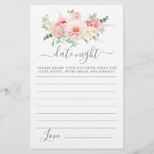 Pink Peony Floral Greenerity Datum Night Card