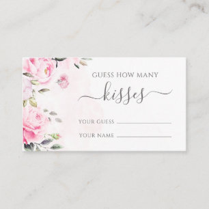Pink Peony Floral Guess Wie viele Kisses Game Card Begleitkarte