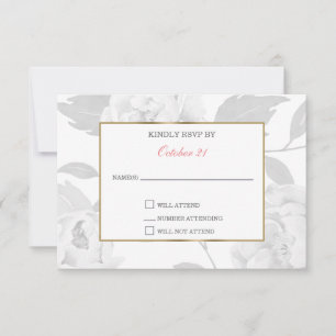 Pink Peony Floral Hochzeit RSVP Karten