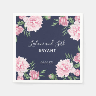 Pink Peony Floral Navy Hochzeit von Napkins Serviette