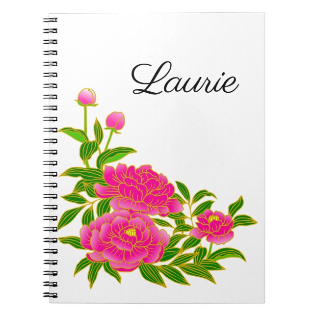 Pink Peony Floral Notizblock (Vorderseite)