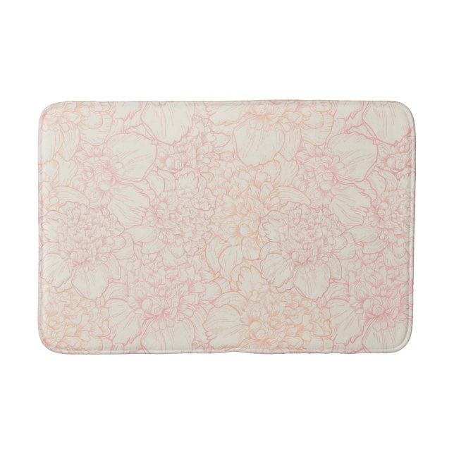 Pink Peony Floral Pattern Badematte (Vorderseite)
