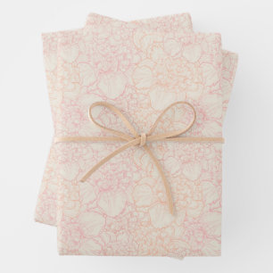 Pink Peony Floral Pattern Geschenkpapier Set