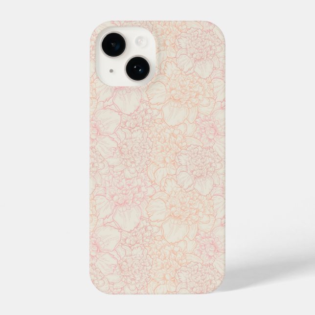 Pink Peony Floral Pattern iPhone Hülle (Rückseite)