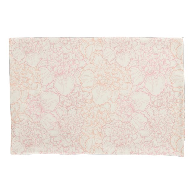 Pink Peony Floral Pattern Kissenbezug (Vorderseite)