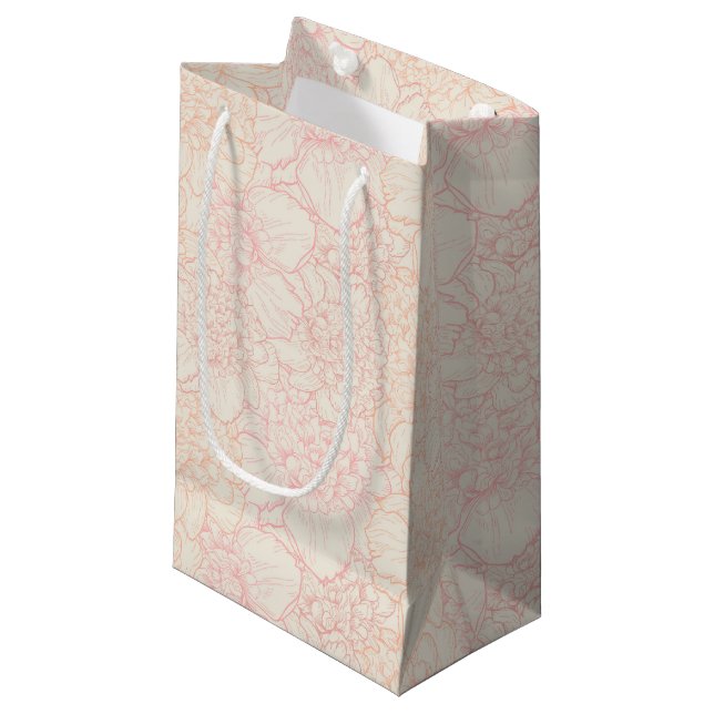 Pink Peony Floral Pattern Kleine Geschenktüte (Vorderseite Schrägansicht)