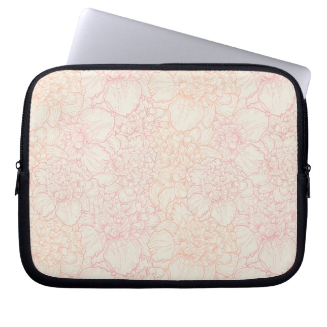 Pink Peony Floral Pattern Laptopschutzhülle (Vorderseite)