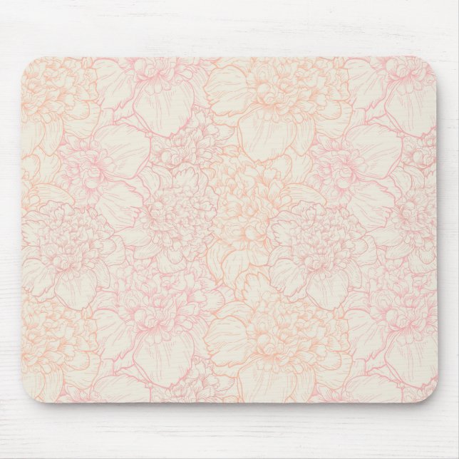 Pink Peony Floral Pattern Mousepad (Vorne)