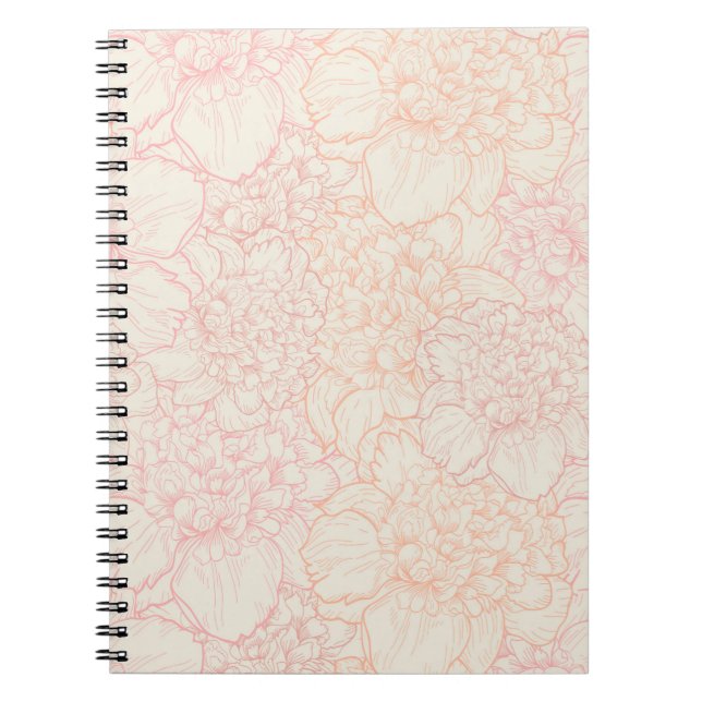 Pink Peony Floral Pattern Notizblock (Vorderseite)