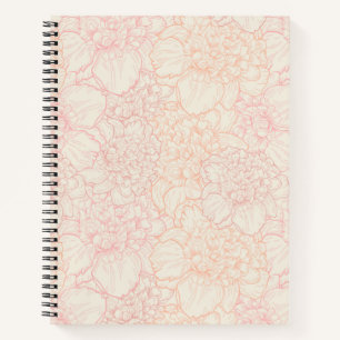 Pink Peony Floral Pattern Notizbuch