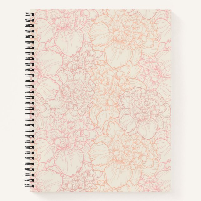 Pink Peony Floral Pattern Notizbuch (Vorderseite)