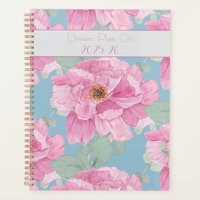 Pink Peony Floral Pattern  Planer (Vorderseite)