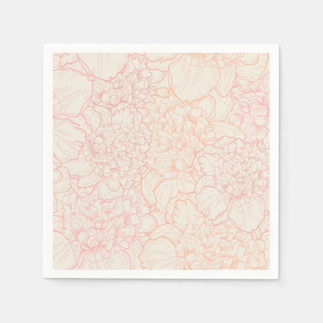 Pink Peony Floral Pattern Serviette (Vorderseite)