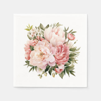 Pink Peony Floral Serviette