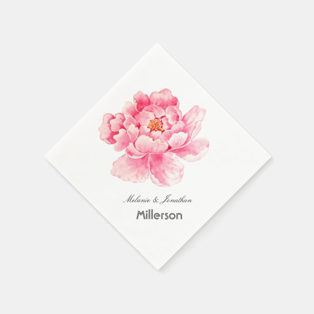Pink Peony Floral Serviette (Ecke)
