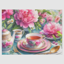 Pink Peony Floral Teatime Tissue Paper Seidenpapier