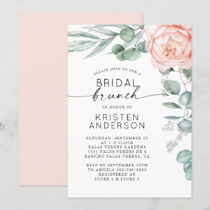Pink Peony Floral Wasserfarbe Brautparty Einladung