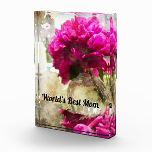 Pink Peony Floral Watercolor Welten Beste Mama Fotoblock