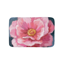Pink Peony Flower Watercolor Floral Badematte