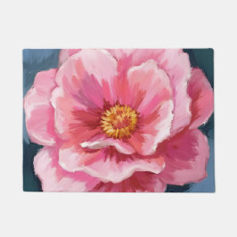 Pink Peony Flower Watercolor Floral Fußmatte