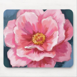 Pink Peony Flower Watercolor Floral Painted Mousepad