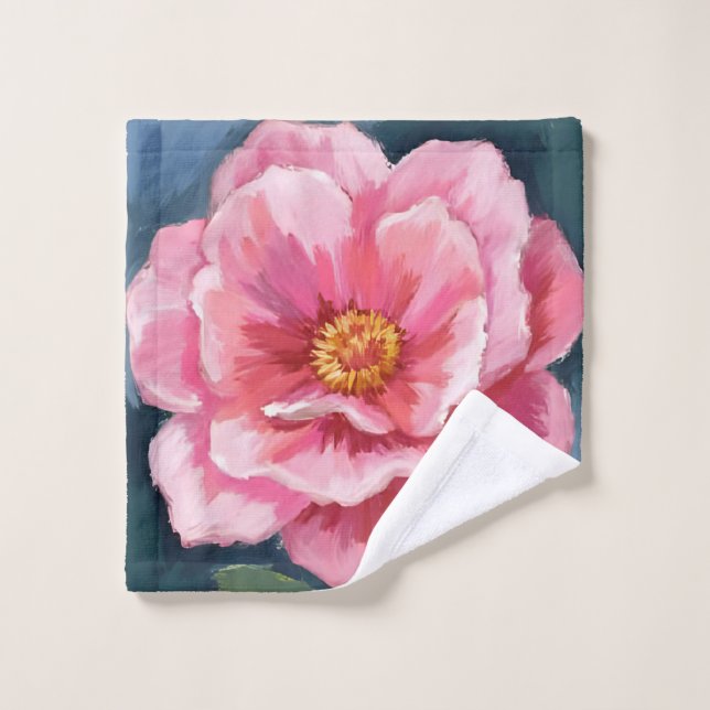 Pink Peony Flower Watercolor Floral Painted Waschlappen (Waschlappen)