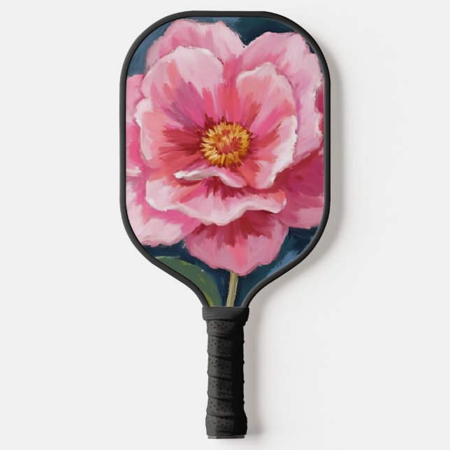 Pink Peony Flower Watercolor Floral Pickleball Schläger (Vorderseite)