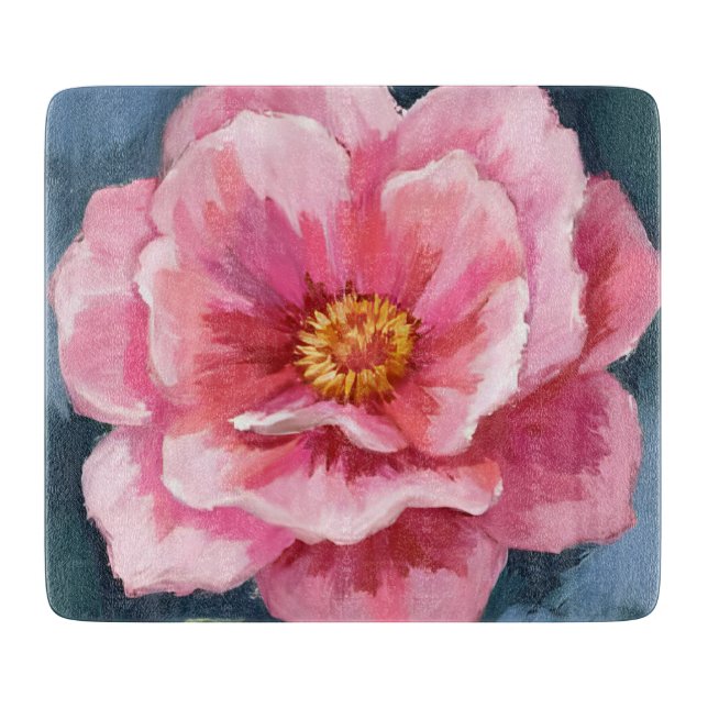 Pink Peony Flower Watercolor Floral Schneidebrett (Vorderseite)