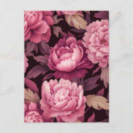 pink peony flowers postcrossing card postkarte